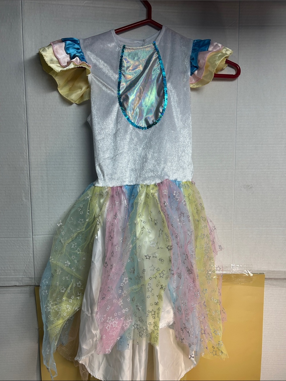 Kids Iridescent Pastel Rainbow Dress-Up Costume - White 8-10 years